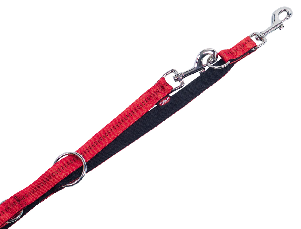 Führleine "Soft Grip" rot 3fach verstellbar