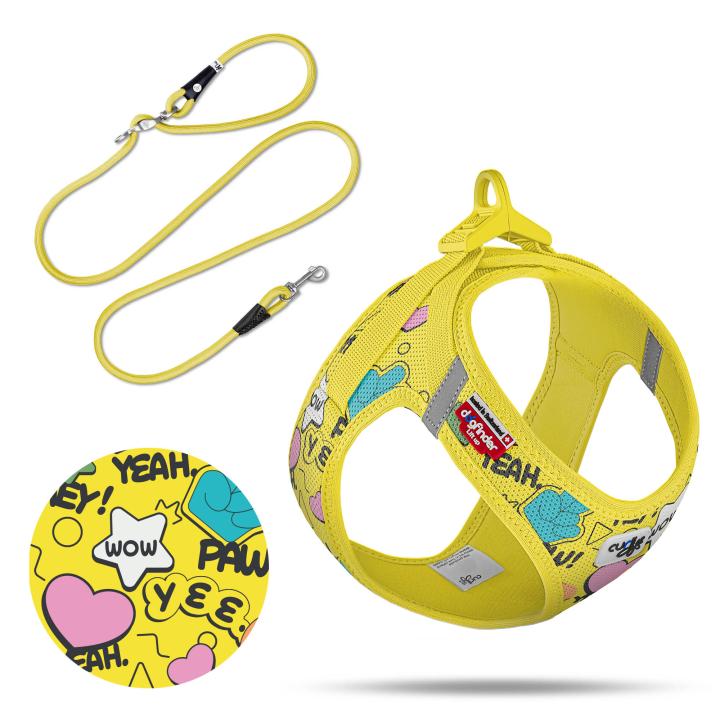 Curli Vest Harness Air-Mesh SE25 Comic Yellow + Leine