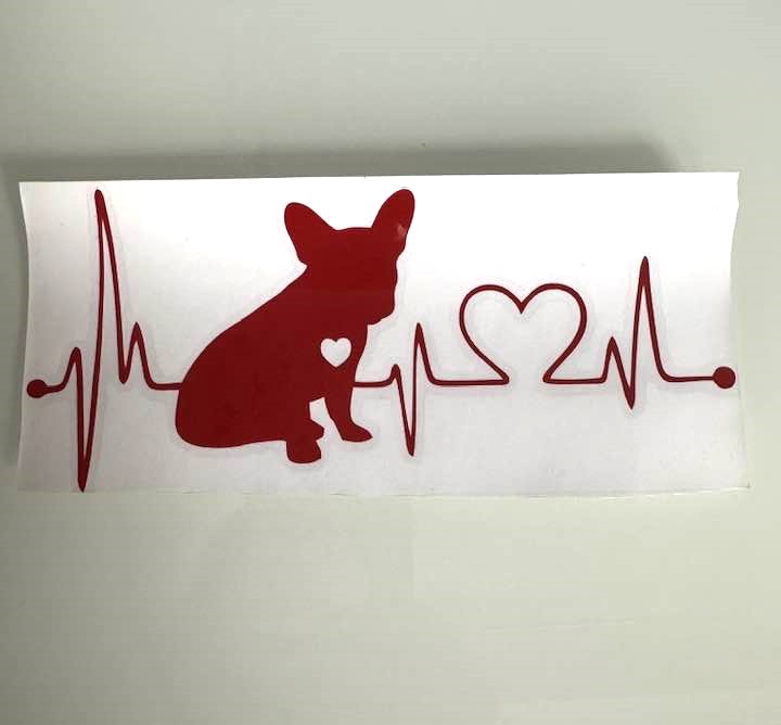 Französische Bulldogge Aufkleber Heartbeat