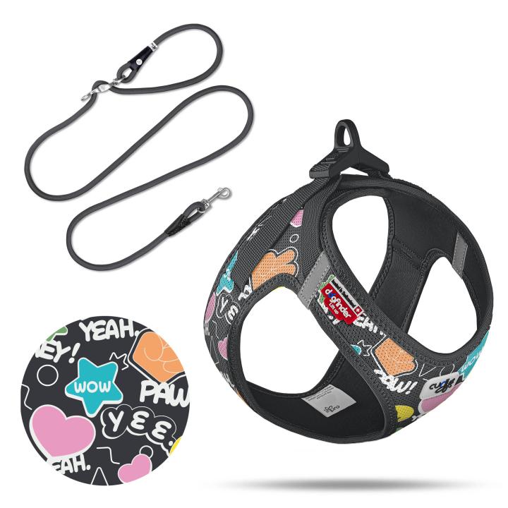 Curli Vest Harness Air-Mesh SE25 Comic black + Leine
