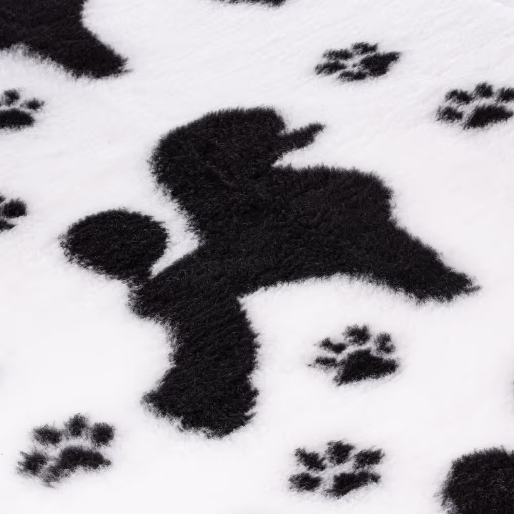 Blovi DryBed VetBed A+ – rutschfestes Bett, Tierbett in weiß mit  Pudel in schwarz