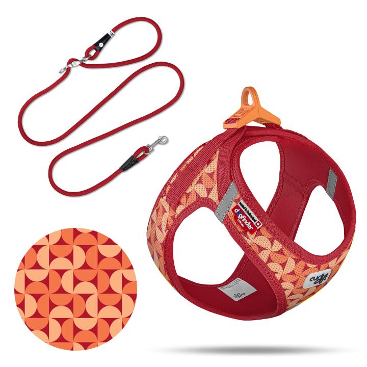 Curli  Vest Harness Air-Mesh SE26 Semi Circle Red+ Leine / VORBESTELLUNG / Lieferung ende April 2026