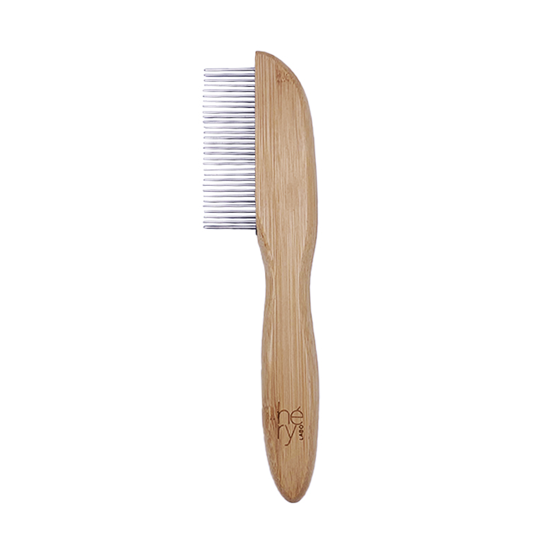 Héry® "Bamboo" Hundekamm mit Bambusgriff - fein mit 31 rotierende Zinken