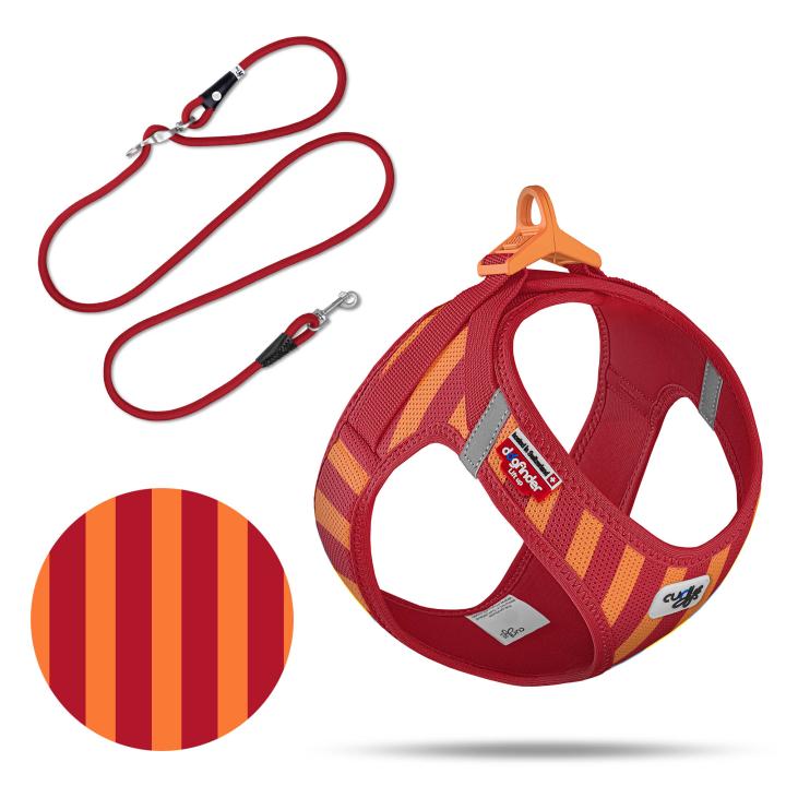 Curli  Vest Harness Air-Mesh SE26 Stripes Red+ Leine / VORBESTELLUNG / Lieferung ende April 2026