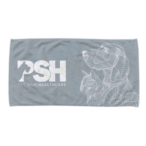 PSH Badetuch für Hunde und Katzen, weiß und grau – 100 x 51 cm