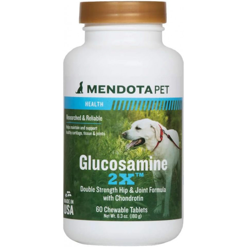 Mendota Pet Glucosamine 2X - Packung mit 60 Tabletten - Dog Hip & Joint Tablets