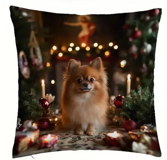 Kissen mit Pomeranianmotiv