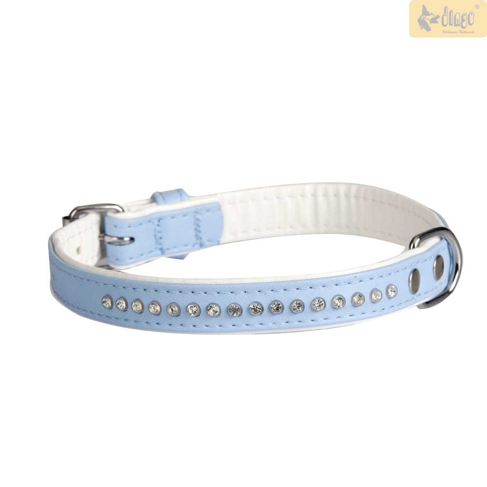 Hundehalsband " Glamour " 30 cm mit Zirkonia Steinchen in blau