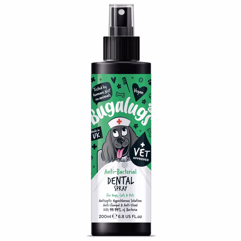 Bugalugs Anti-Bacterial Dental Spray 200ml - Antibakterielles Zahnspray 200ml - Mundhygienespray für Hunde und Katzen