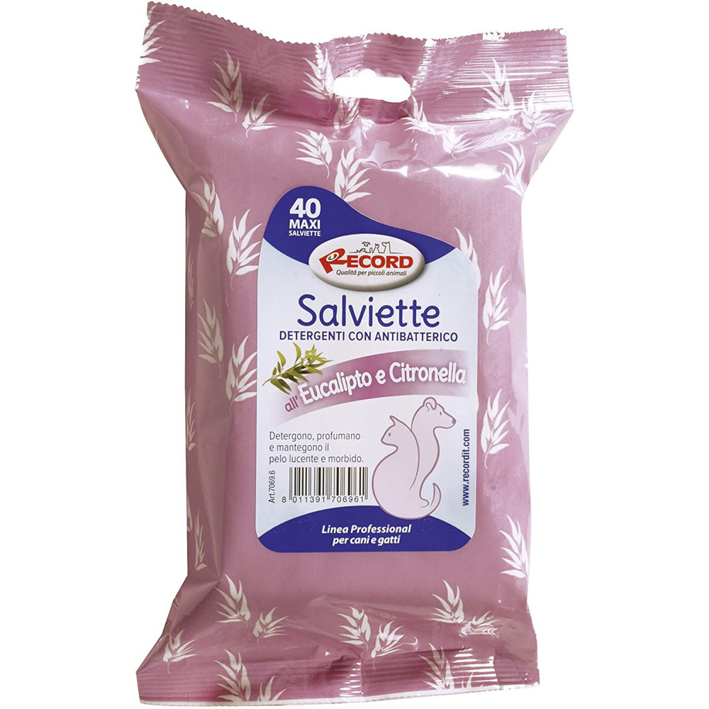 Record Salviette Eucalipto & Citronella 40St. - Universaltücher zur Reinigung von Hunde- und Katzenh
