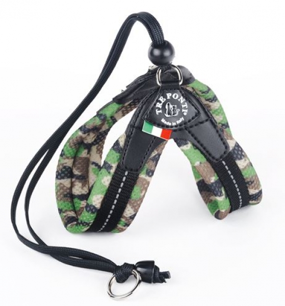 Tre Ponti Geschirr Easy Fit Soft Mesh camouflage grün Kordelzug