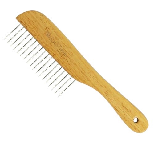 IBÁÑEZ® Grobe Entwirrungskamm mit 18 Metallzähnen und Holzgriff